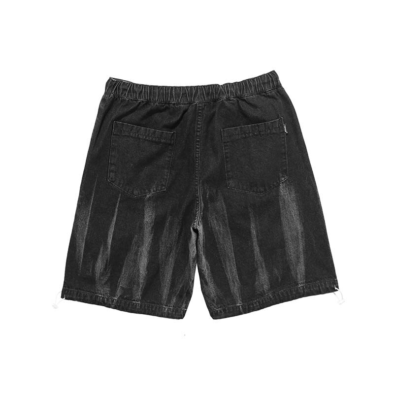 UNCLEDONJM Hip Hop Denim Shorts Streetwear Illusion Veins Harajuku Jogger Shorts Loose Summer Denim Cargo Shorts ME-Z56