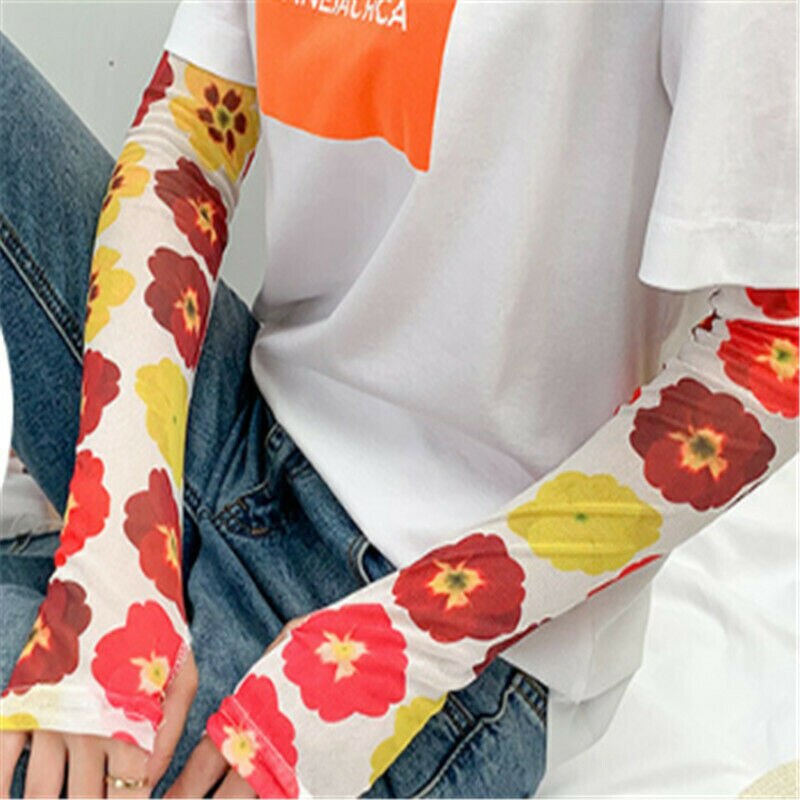 1 pairs Style Ice Silk Arm Sleeves Colorful arm Warmers Summer Sports Protection Running Cycling Driving Sunscreen