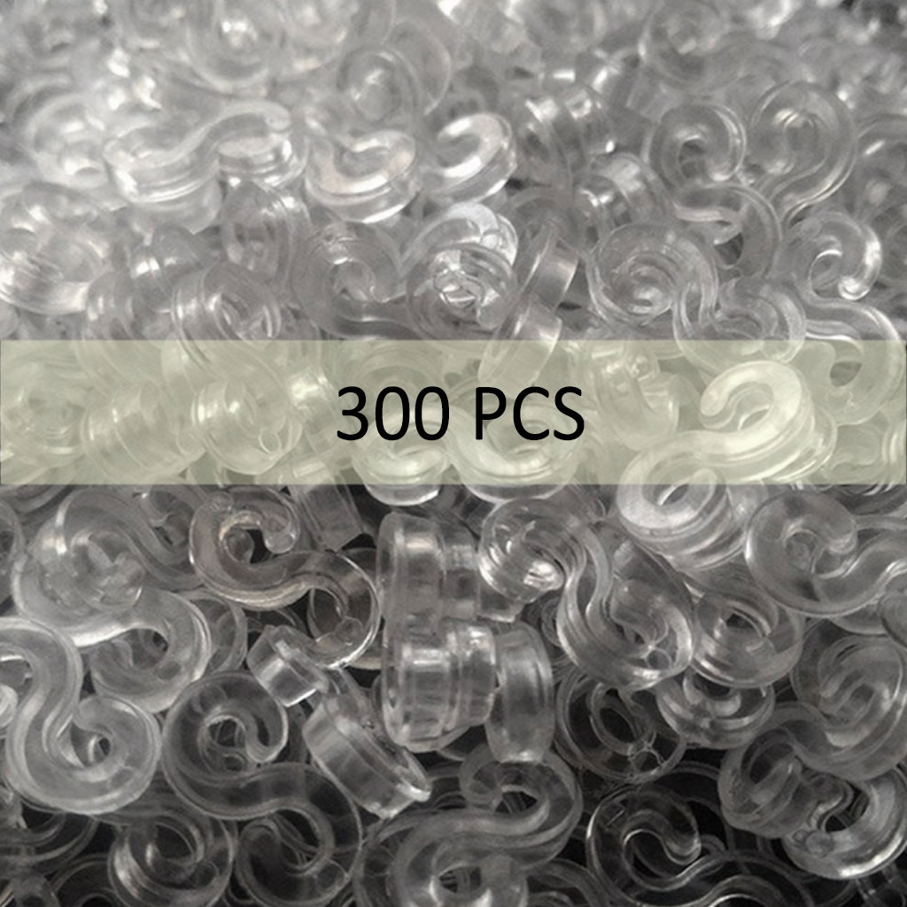 300 Pcs Transparante Plastic S Clips Transparante Loom Elastiekjes Voor Armband Pure Kleur Sluitingen Armband Kinderen Sieraden # LR1