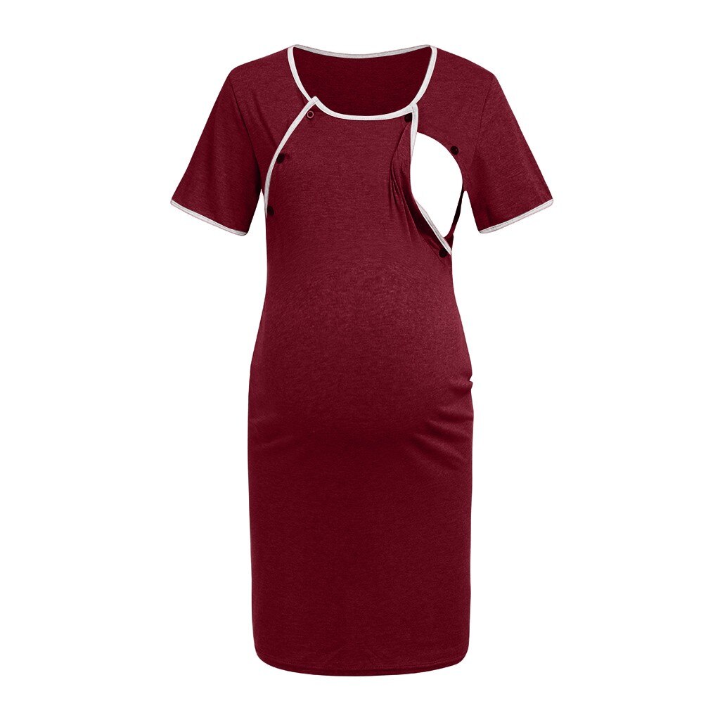 Double Layer Long Sleeve Maternity & Nursing Dress
