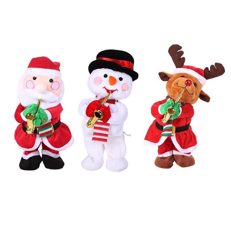 Twerking Santa Claus/Schneemann/Rentier Elektrische Spielzeug Singen Tanzen Mit Saxophon Weihnachten Plüsch Puppe Spielzeug