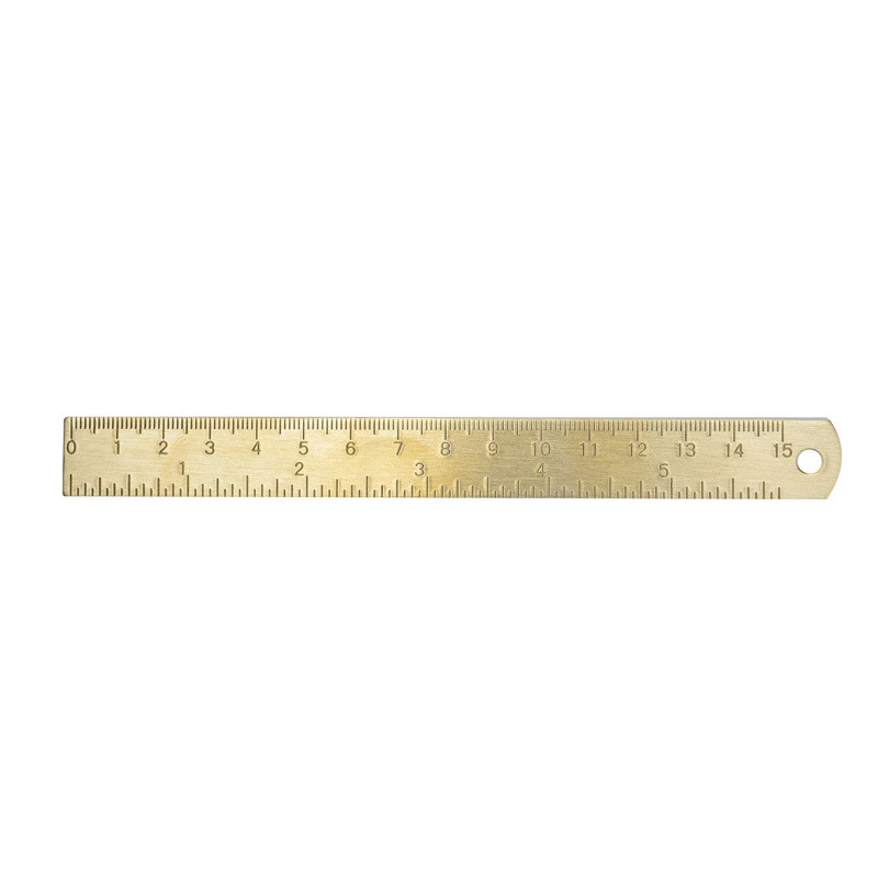1pc 15cm messing linjal bokmerke kanselli rosa gull måler rett linjal for skole skrivesaker metall maleri tegneverktøy: Gull