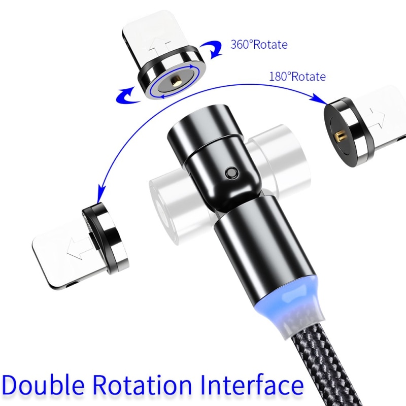 540 degrés rotation magnétique câble USB câble de charge rapide pour Iphone câble magnétique pour Ipad Iphone téléphone accessoire en Stock