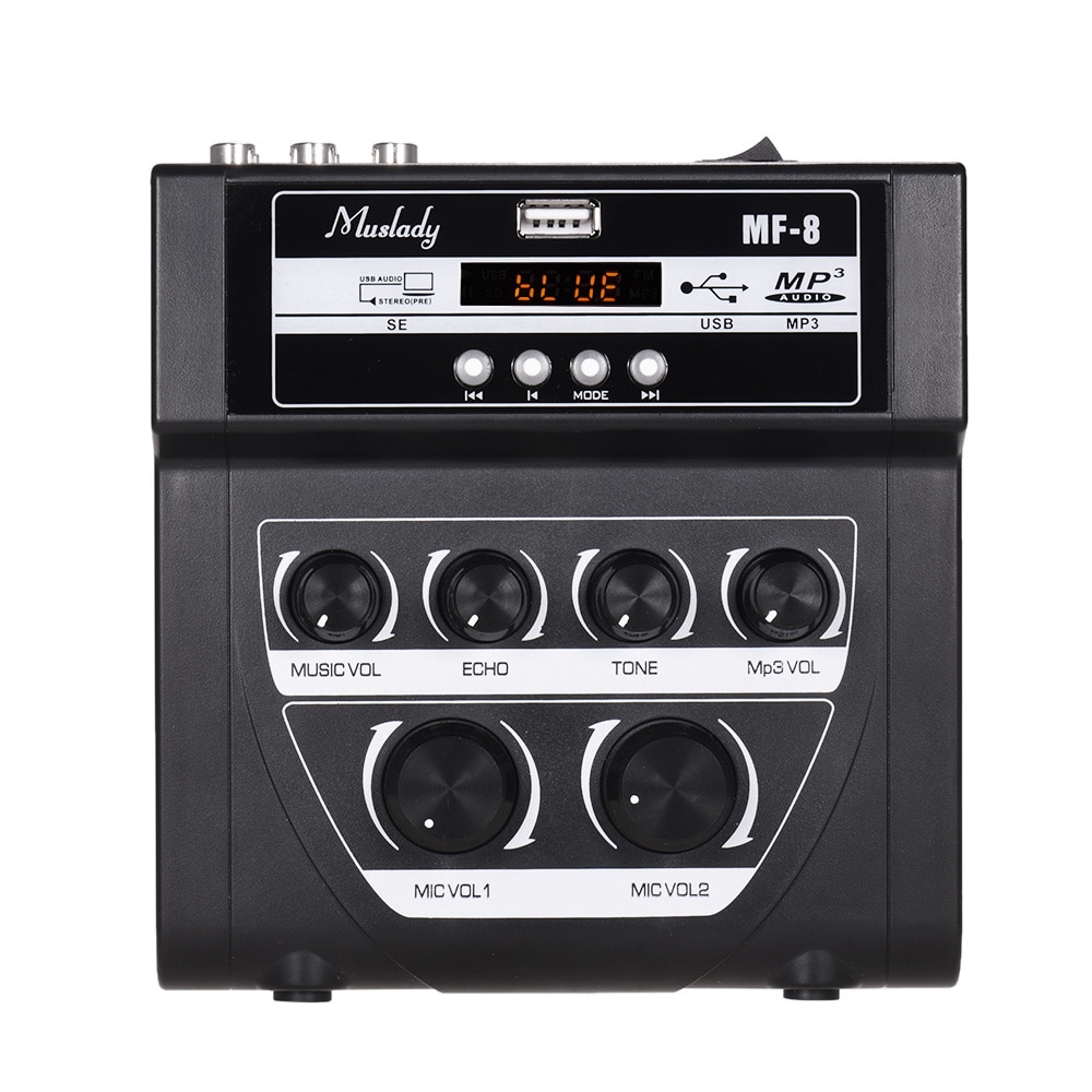 Muslady MF-8 Mini Sound Audio Mixer Stereo Mixers Dual Microphone Inputs for TV PC Smartphone Amplifier Multifunction