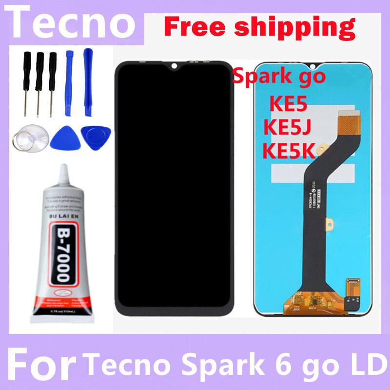 Original 6.52 " lcd-display mit touchscreen und digitizer für tecno spark 6 go ke5j ke5k /  und spark go  ke5 mit rahmen