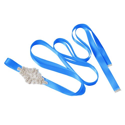 TRiXY S03 Rhinestone Belts Wedding Belt Brides Dresses for Wedding Dress Diamond Belt Skinny Waist Beads Wedding Accessories: blue