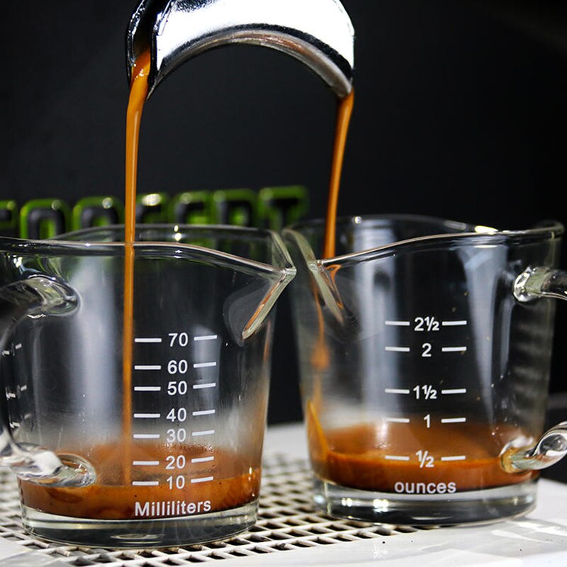 Dubbele Mond Shunt Meten Koffie Melk Cup Glas Creatieve Beker Hea-Slip Jigger Voor Espresso Ounce 70Ml Met schaal Mokken