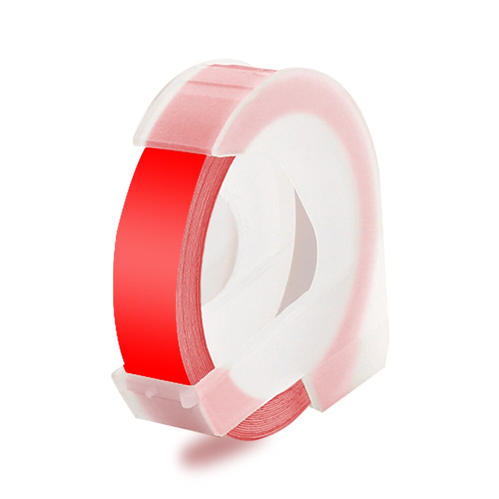 1 roll 9MM Compatible for Dymo 3D Plastic Embossing Tapes for DYMO 1011 1610 12965 MOTEX E101 Label Makers: White on Red