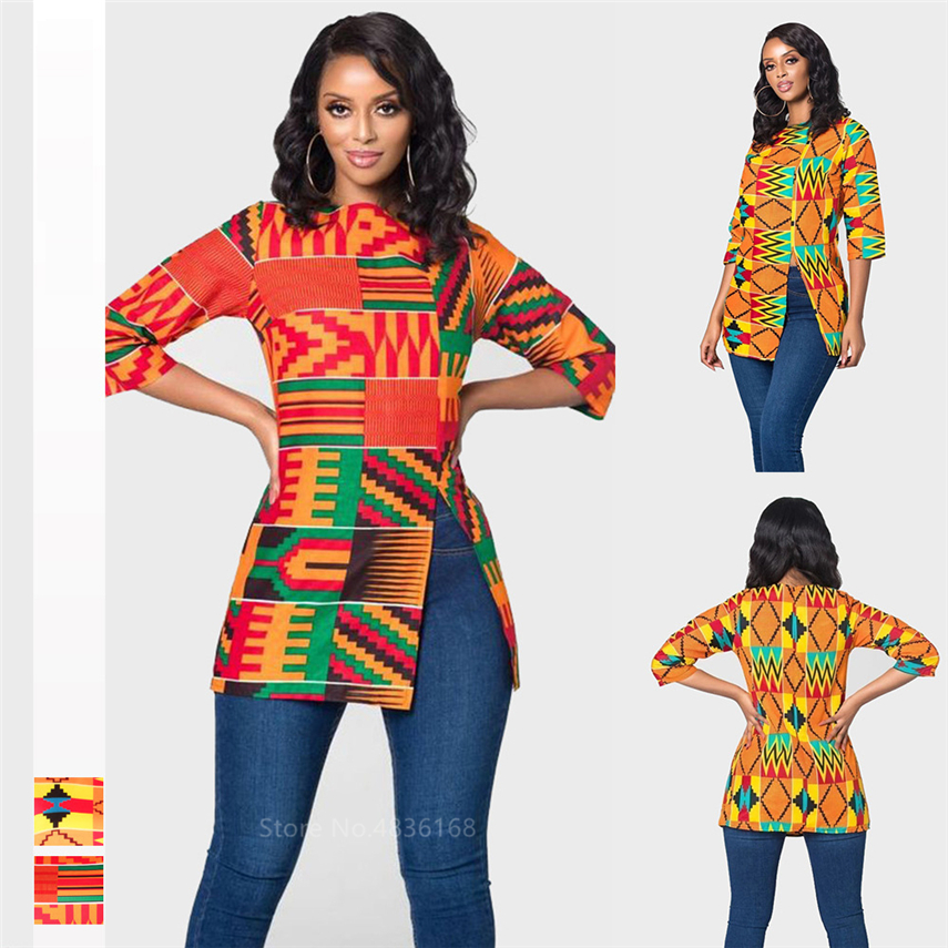 Ropas de Mujeres Africanas Bazin Riche Dashiki T Shirt ropa de Impresión tradicional Vestido de estilo africano Ankara blusas blusa Tee