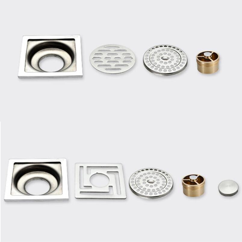10x10cm Square Stainless Steel Floor Drain Linear Shower Drain Covers Washing Machine Use Bathroom Balcony Waste Grate