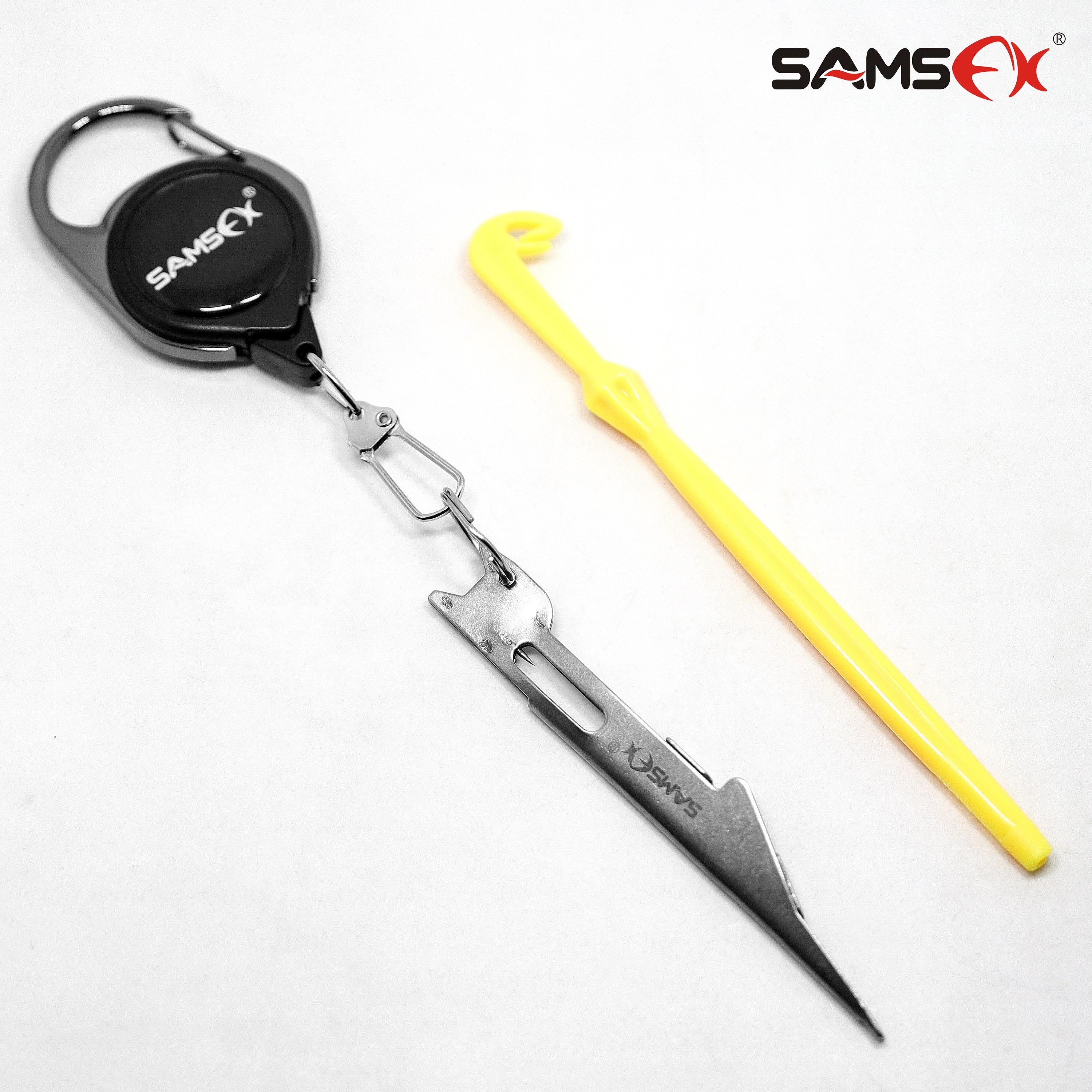 SAMSFX Quick Knot Tying Tool Loop Tyer Hook Remover w/ Zinger Retractors Fly Fishing Gear Combo Fish Tackles Accessories