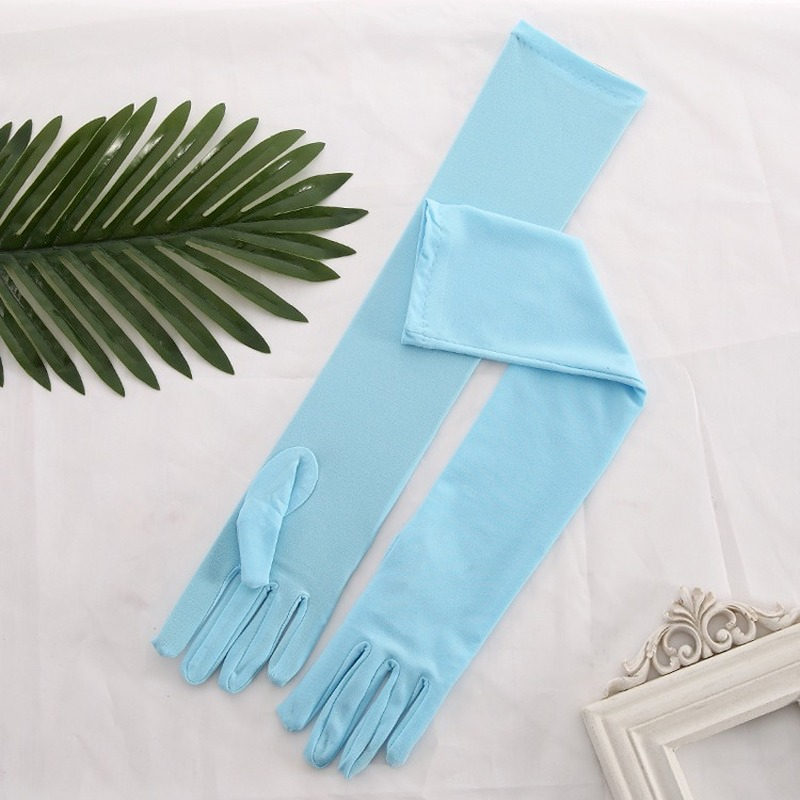 Guantes De boda largos para mujer, manoplas De satén para baile, color rojo, negro, blanco, marfil y rosa, 45CM De longitud