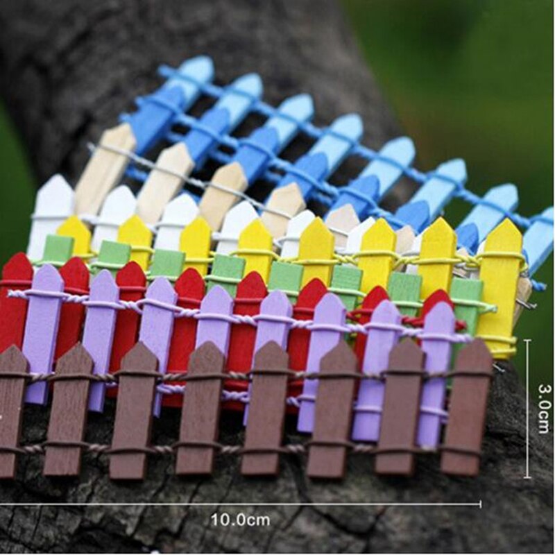 5 st trädgårdsskötsel mini staket miniatyr liten trä stängsel diy älva trädgård mikro dockhus grindar dekor ornament 5 färger 10*3cm