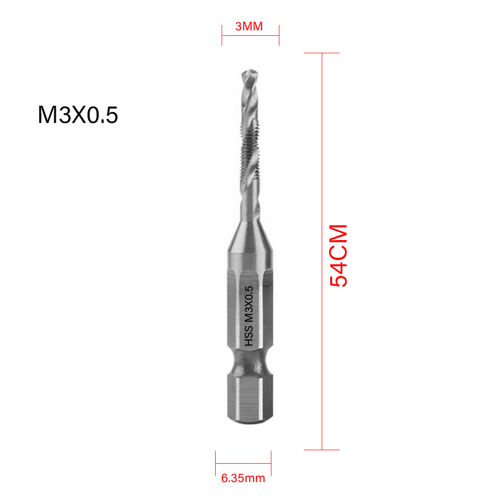 Titanium Plated Hex Shank HSS Screw Thread Metric Tap Drill Bits Screw Machine Compound M3 M4 M5 M6 M8 M10 Hand Tools: Blue
