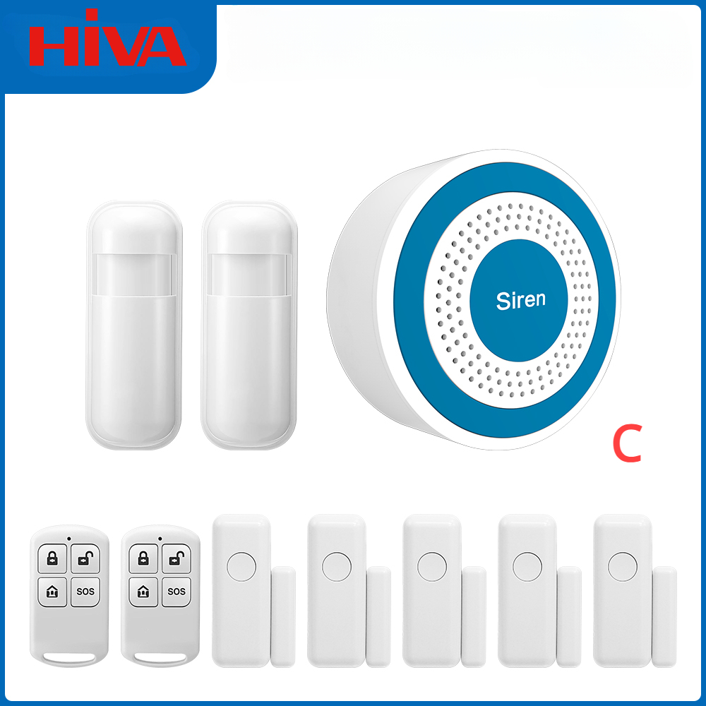 Indoor Strobe Siren 433MHZ Light Siren Mini Standalone Strobe Siren Home Security Sound Alarm System With PIR Door Sensor: Blue