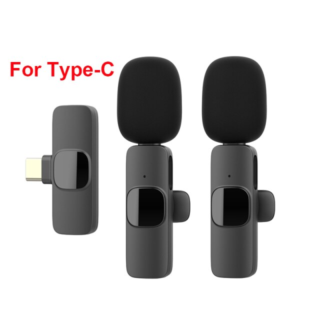 Lavalier Buttonhole Wireless Lapel Microphone Bluetooth Mic Mini For Cell Mobile Phone Tiny Micro Tie Small Mike Sound Mikrofon: Dual Type-C