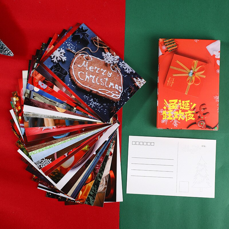 Carte postale créative de la série réveillon de noël, carte de vœux, de dessin animé, de noël et du nouvel an, DIY, 30 pièces/ensemble