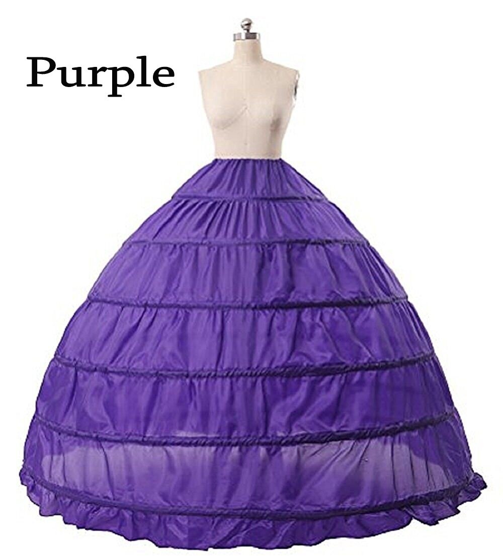 Jupon en Crinoline, accessoires de mariage, robe de bal, sous-jupe, 6 cerceaux, en Stock: Violet