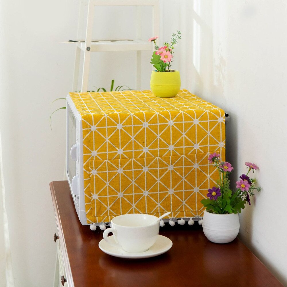 Modern Style Linen Cover Microwave Dust Proof Cover Microwave Oven Hood Home Decor Microwave Towel With Pouch Home Supply