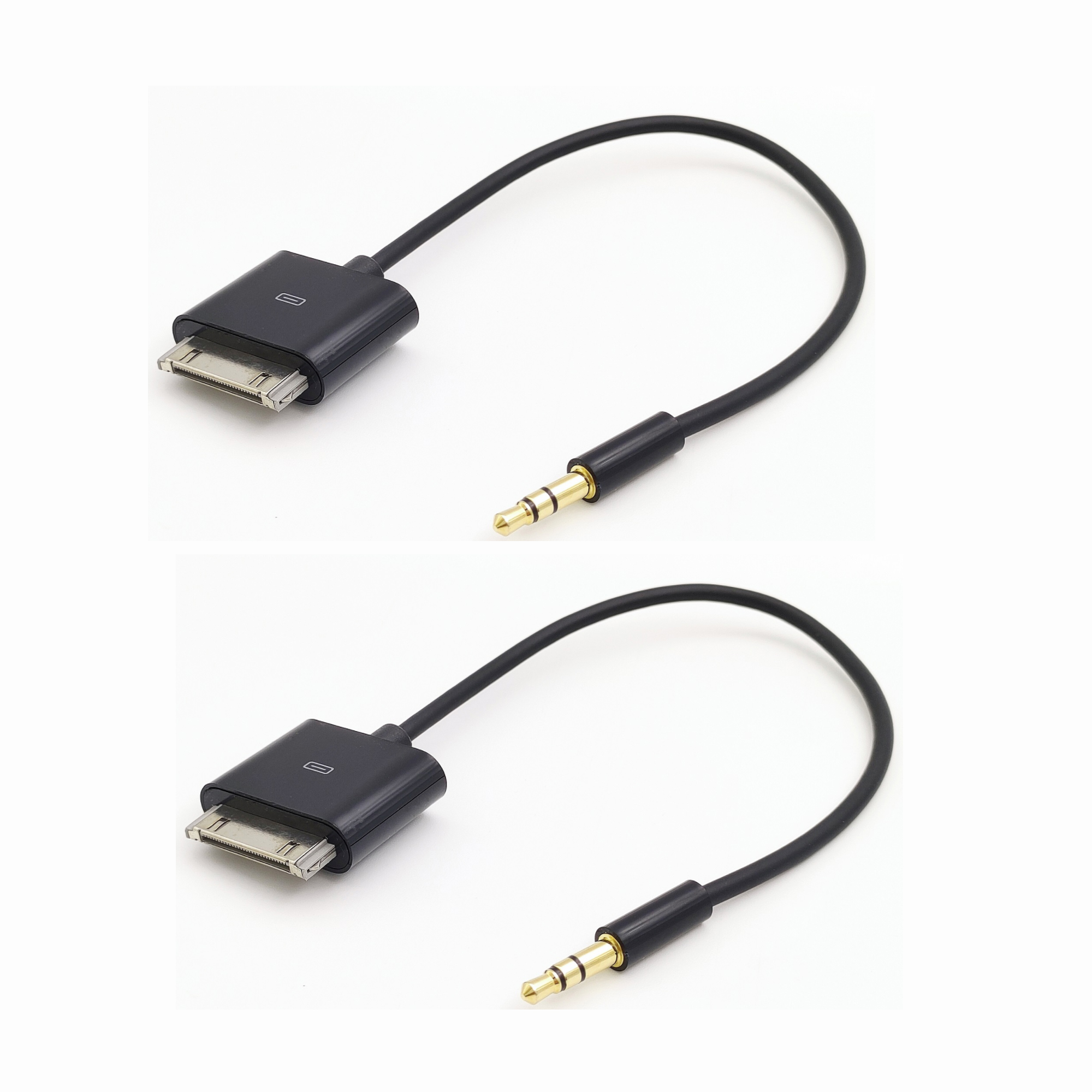 2er-Pack 20 cm Dock-Anschluss auf AUX 3,5 mm Audiokabel für iPod iPhone 3 4/iPad 1 2 3: Black