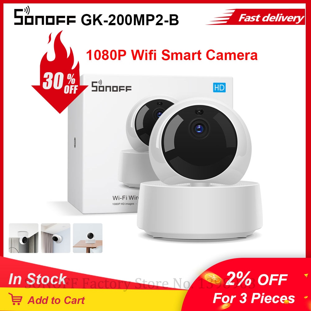 Sonoff-câmera de segurança sem fio, wi-fi, ip 1080p, babá eletrônica, alarme, câmera inteligente, vigilância