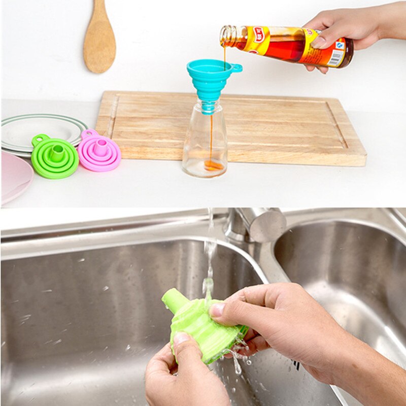 1PC Mini Foldable Funnel,Silicone Collapsible Funnel,Folding Portable Funnels Household Kitchen Funnel for Transferring Liquid
