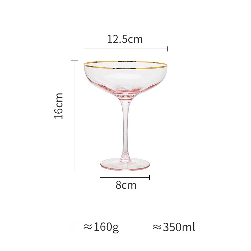 Europa håndmalet guld krystal vinglas pink bæger cocktailglas champagneglas dessertkop mælkeglas bryllupsglas: G 16 x 12.5 x 8cm