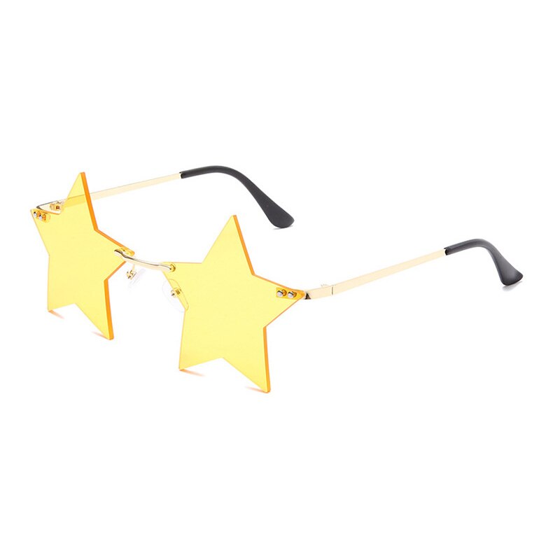 personality five-pointed star sunglasses frameless wild sunglasses sunglasses: yellow