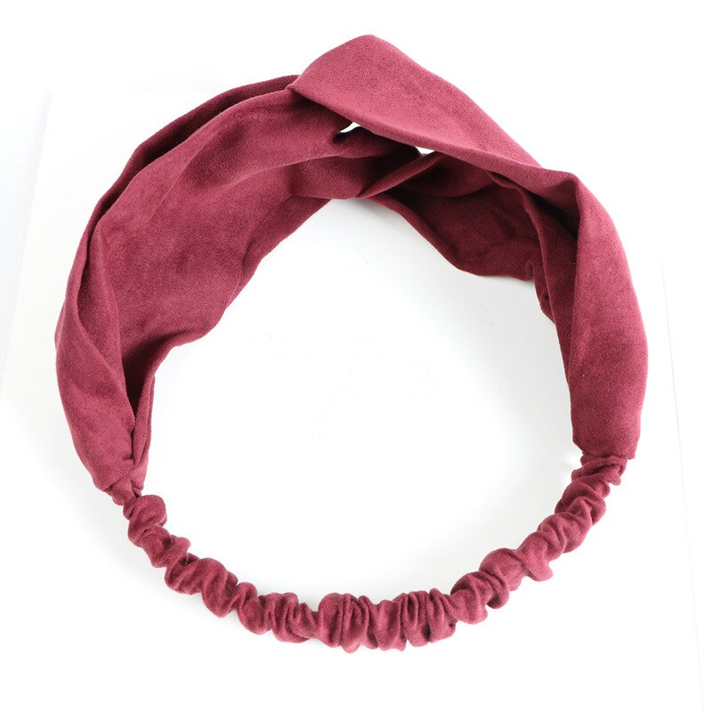 1Pc rétro croix Turban bandeau Bandana chapeaux accessoires de cheveux bandeaux bandeau solide bandeaux pour femmes filles: Burgundy