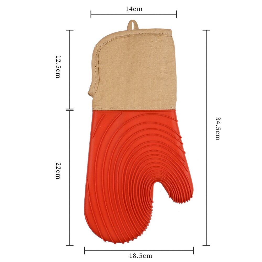 Insulation Gloves, Microwave Oven Silicone Kitchen Anti-scalding Gloves, Thick Cotton Non-slip Waterproof Oven Gloves: black