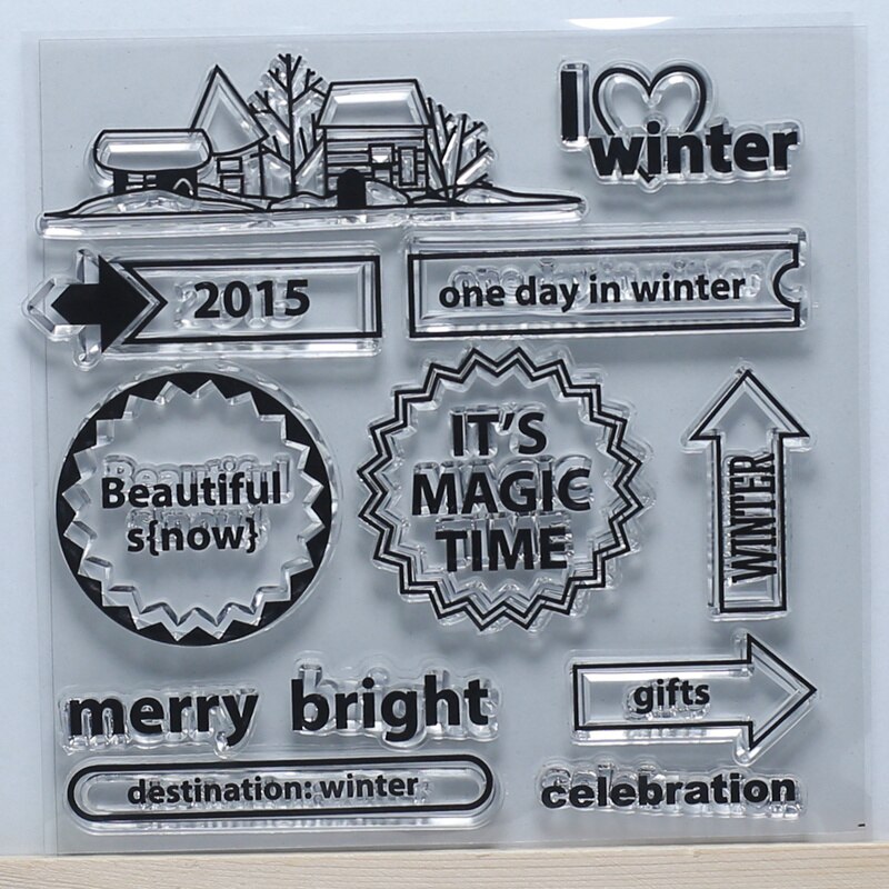 Winter wishes Moment Happiness Rest travel Beautiful Rubber Silicone Seal transparent clear rubble stamps for DIY Scrapbooking: Beautiful Snow