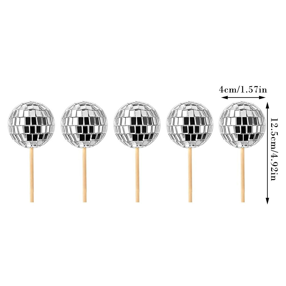 Mirror Ball Cake Decoration Silver Disco Balls Cake Topper Disco 80s Party Cupcake Toppers Wedding Birthday Christmas Supplies: Olive
