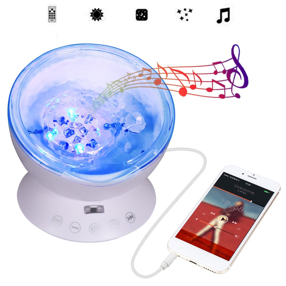 T-SUNRISE Ocean Wave Muziek Baby Nachtlampje Projector Ingebouwde Mini Muziekspeler Lamp USB LED nachtlampje voor Baby Kinderen kamer