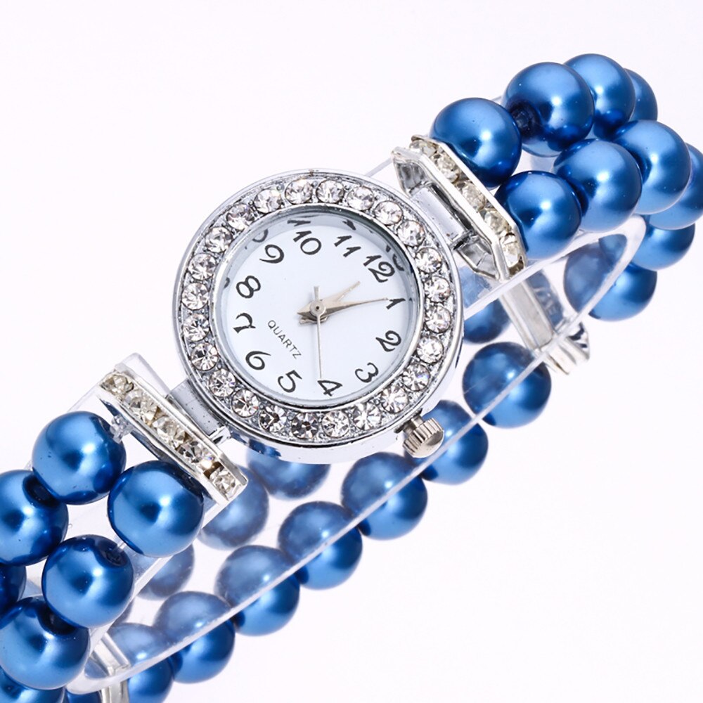Dameshorloge met imitatieparelband, strass, kleine wijzerplaat, armbandhorloge, quartz polshorloge, relogio feminino klok
