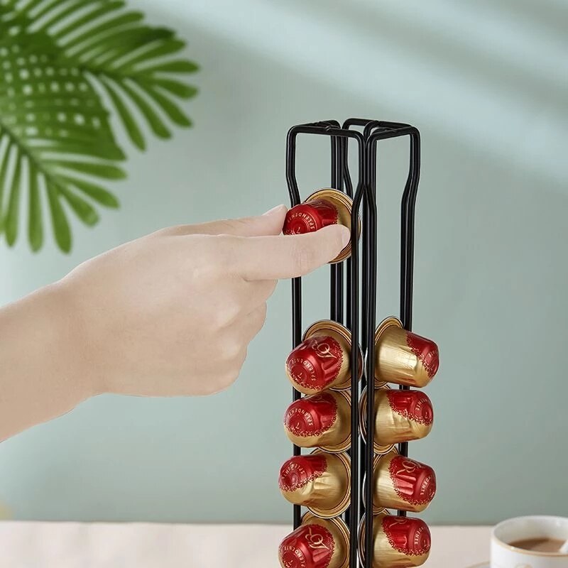 Nespresso Capsule Black Rotating Rack Stainless Steel 360 Degree Display Holder Storage 20-60 Cups Capsules Coffee Pod Rack