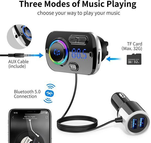 Hands-free Bluetooth-compatible Fm Transmitter Wireless Radio Adapter Car Kit Mp3 Player