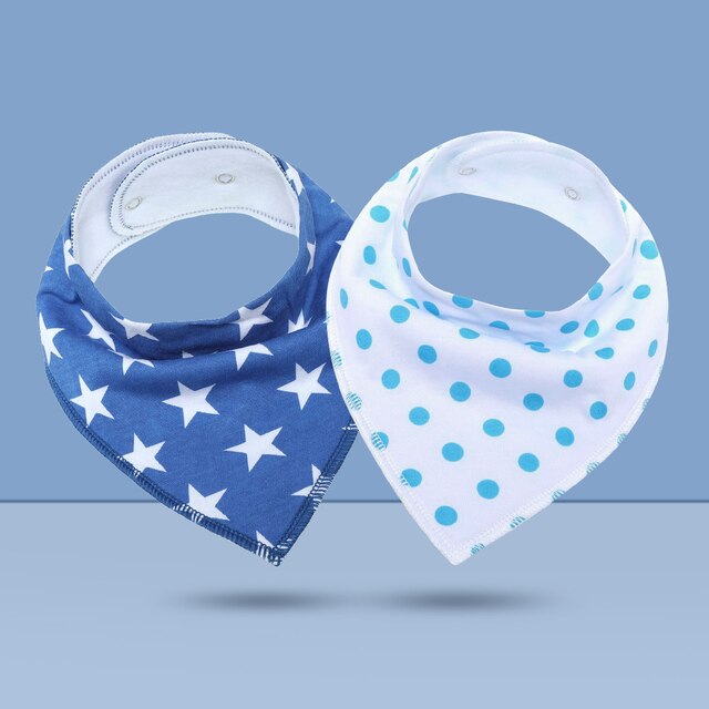 2 pcs/lot Baby Bibs Burp Cloth Print Arrow Wave Triangle Baby Bibs Cotton Reusable Washable Adjustable Baby Meal Infant Bibs: K20001-A2
