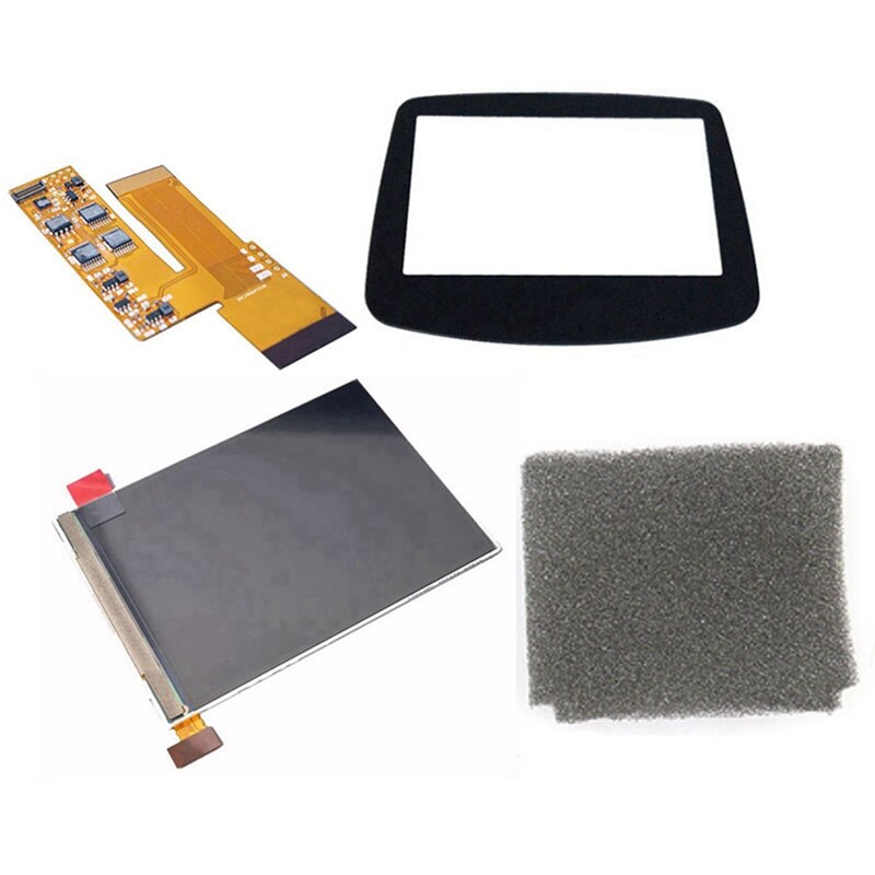 Replacement IPS LCD Screen with Ribbon Cable Screen Cover Repair Full Kit for GBA GameBoy Advance GBA Game Console
