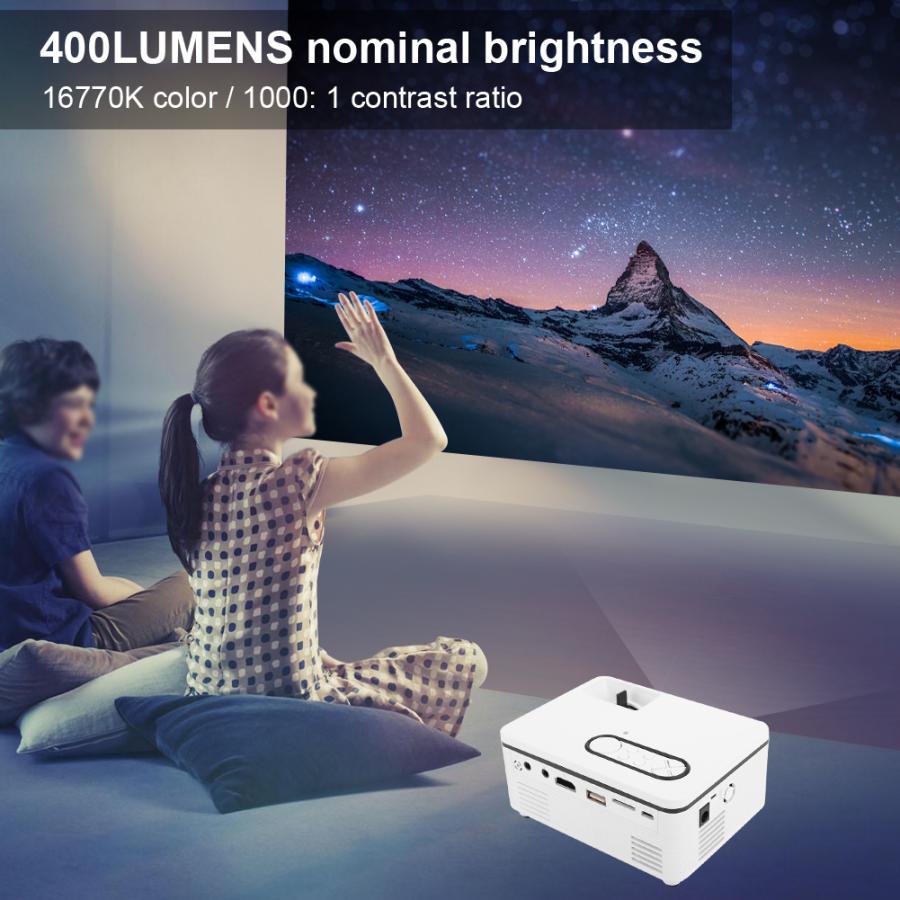 S361 Mini Home Portable LED Projector 1080p HD for Desktop / DVD / Mobile Phone / Speaker(US 100-240V)