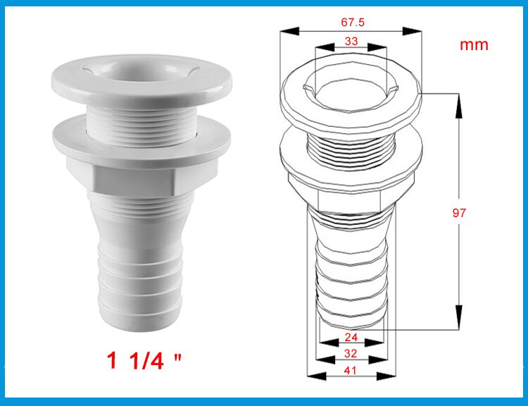 Boat Yachts Speed Boat RV Camping Bilge Hull Drain Sewer Outlet