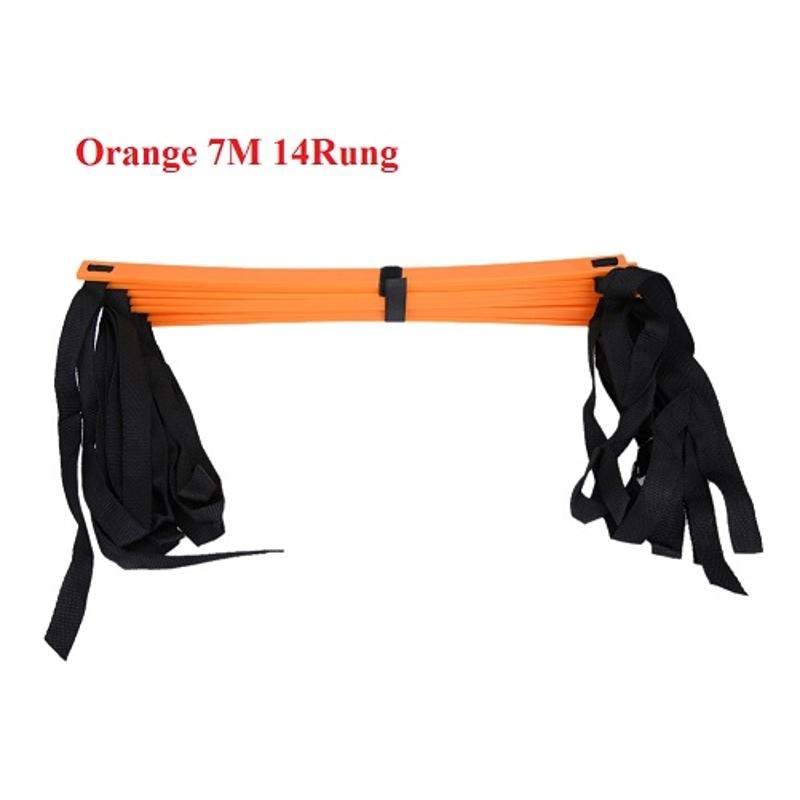 6/7/8/12/14 sprosse Nylon Riemen Agilität Leiter Treppen FußBall FußBall Geschwindigkeit Sport treppe Leiter Sport Ausrügestochen: Orange 7M 14Sprosse