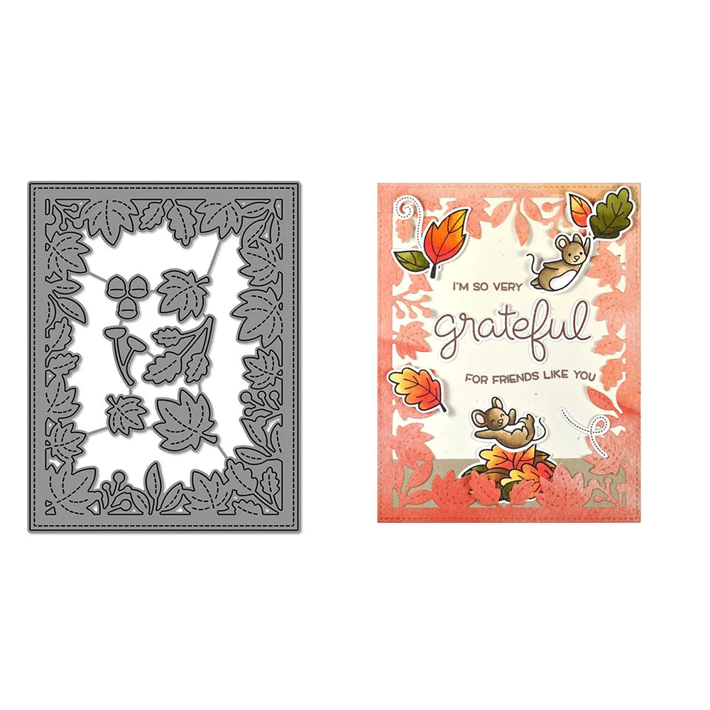 Troqueles de corte de Metal con marco de ventana de hojas de caída de casa de calabaza, troquelado en relieve para hacer tarjetas DIY, suministros para manualidades de álbumes de recortes: violet