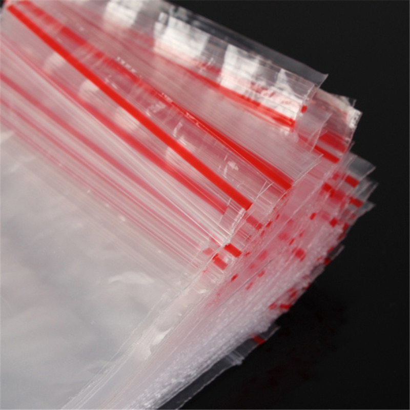 100 pcs/set 0.05 mm Thickness Jewelry Ziplock Postal Compressed Lock Reclosable Plastic Poly Clear Bags