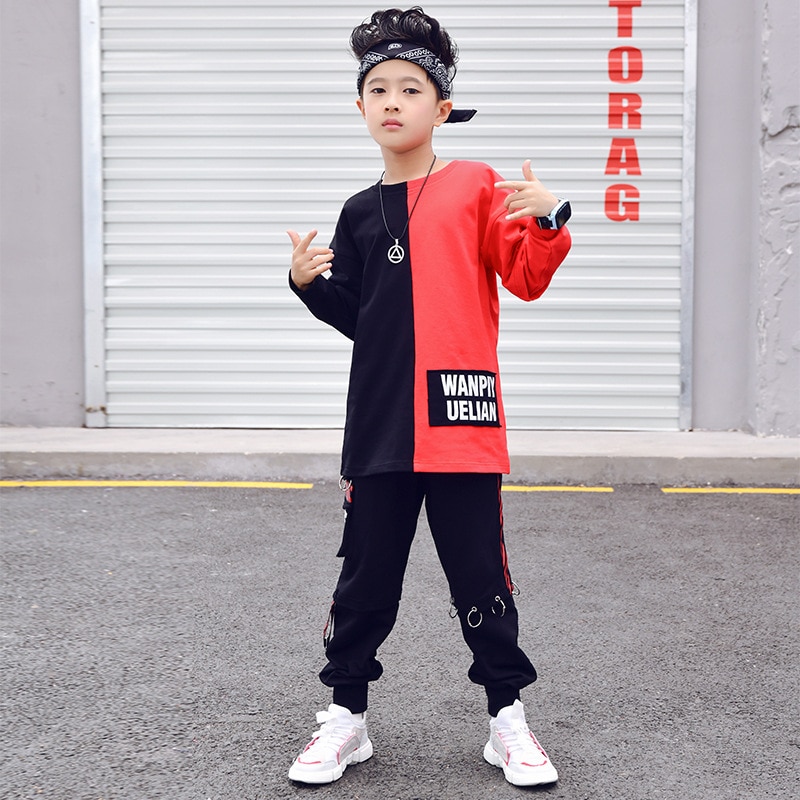 Children Ballroom Dance Clothes for Girls Boys Performance Show Short T Shirt Jogger Pants Jazz Kid Hip Hop Dancing Costume
