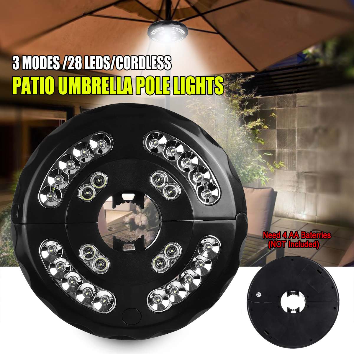 28 led terrasse paraply lys have parasol lampe led string 3 modes ledningsfri lys dekor belysning baggård udendørs lampe