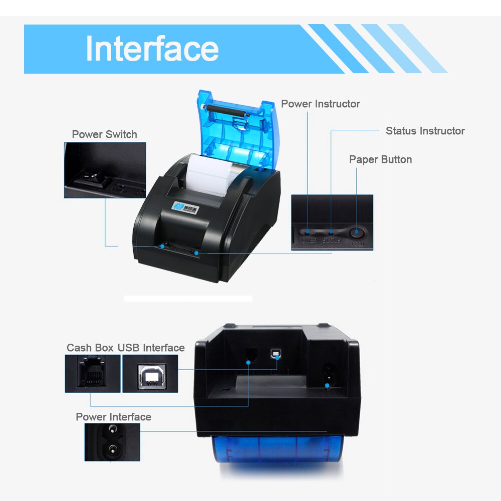 High bt Printer Qr Code Sticker Barcode 58mm Thermal Adhesive Clothing Label Printer