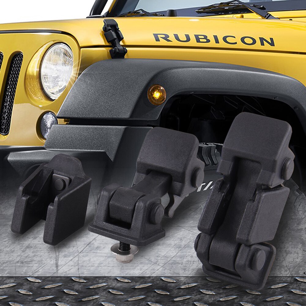 Capa de carbole trava & suporte par para 1997-2006 jeep wrangler tj acessórios do carro para a capa do motor