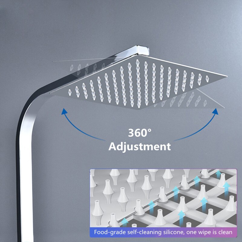 Bathroom 12/10/8/6/4 inch Rainfall Shower Head Stainless Steel Ultra-thin Shower Heads Chrome Finish Round &amp; Square Rain Shower