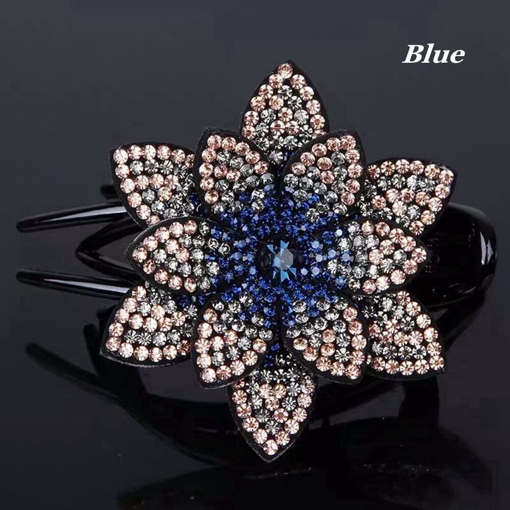 Épingle à cheveux en cristal pour femmes, pince à cheveux en forme de bec de canard avec strass, bijoux de coiffure pour filles, outils de coiffure,: Blue1