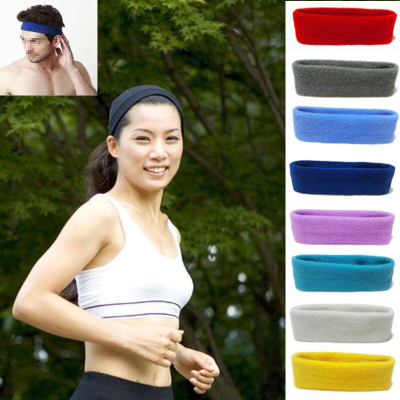 1 pc mærke svedbånd unisex farverig bomulds top elastisk sved hovedbånd tennis basketball yoga sport sikkerhed pandebånd